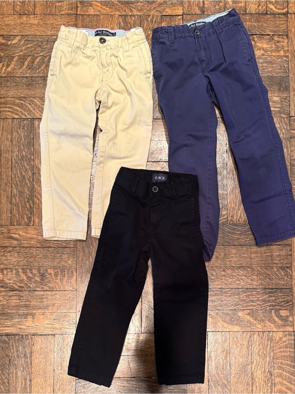 Mini Boden Boys Chino Pants LOT, 3 Pairs of Pants, Size 4-5 Years, 100% Cotton